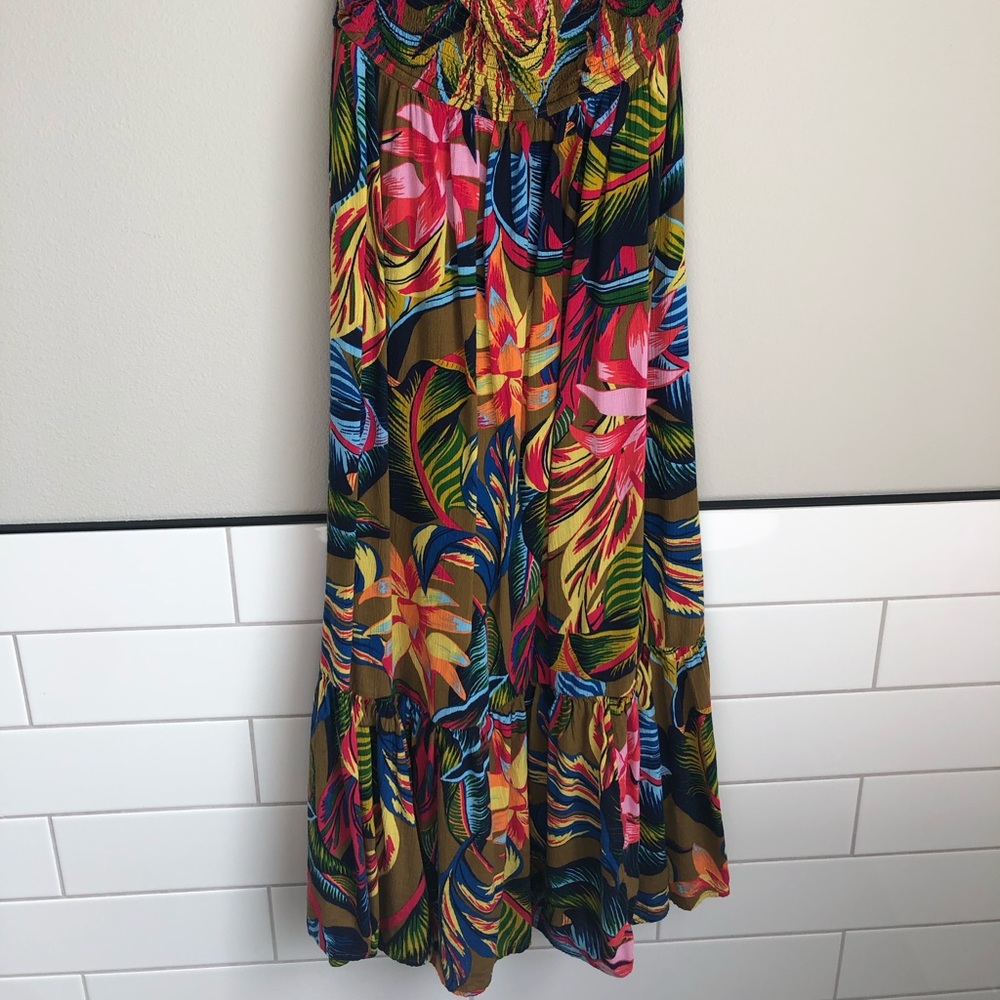 Aerie Strapless Midi Floral Dress, Size S